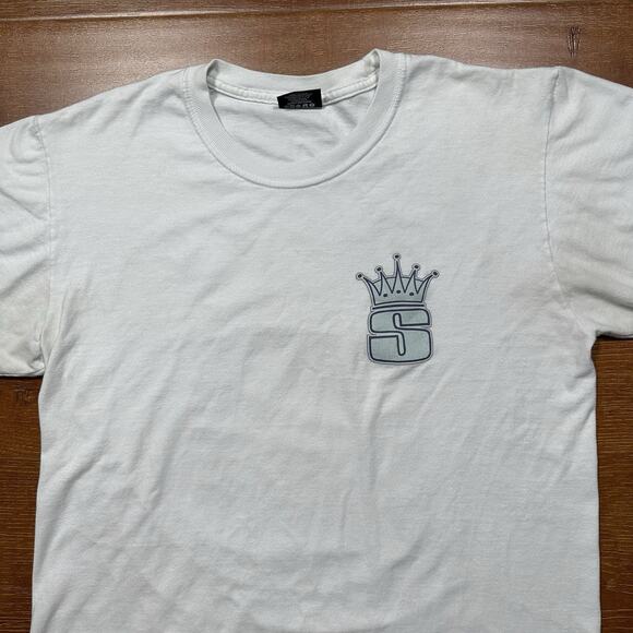 Vintage Stussy Crown T Shirt Mens M White Big S King Retro VTG Streetwear City - Picture 3 of 12